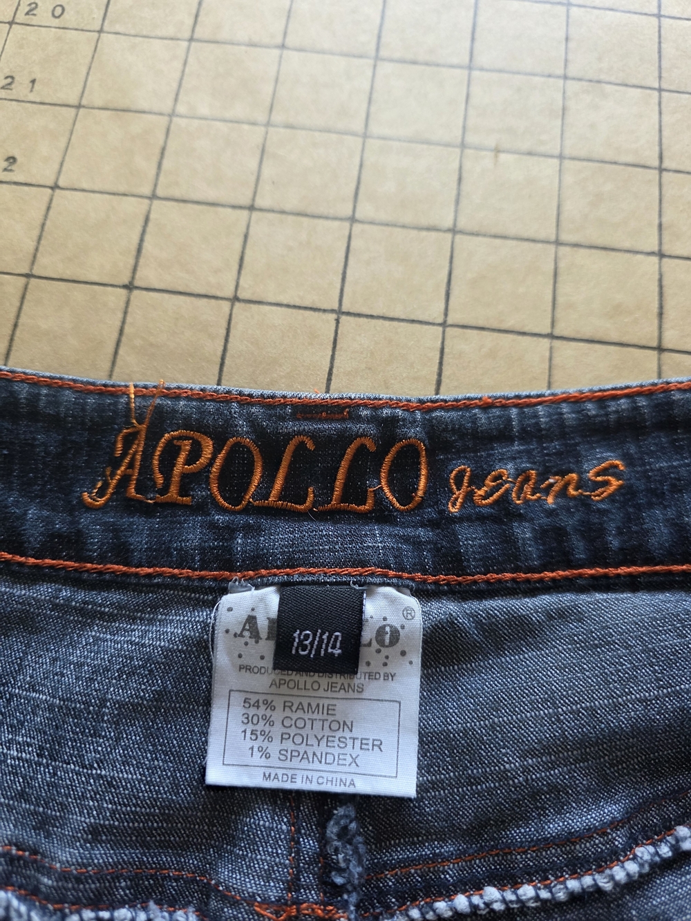 Apollo Jeans Stretch Bootcut Denim Ramie Cotton Blend Embroidery 13/14 - Picture 7 of 16